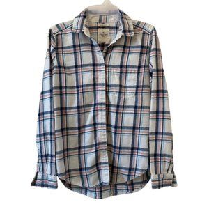 American Eagle Outfitters XS Boyfriend Flannel Button Down Plaid Granola Girl